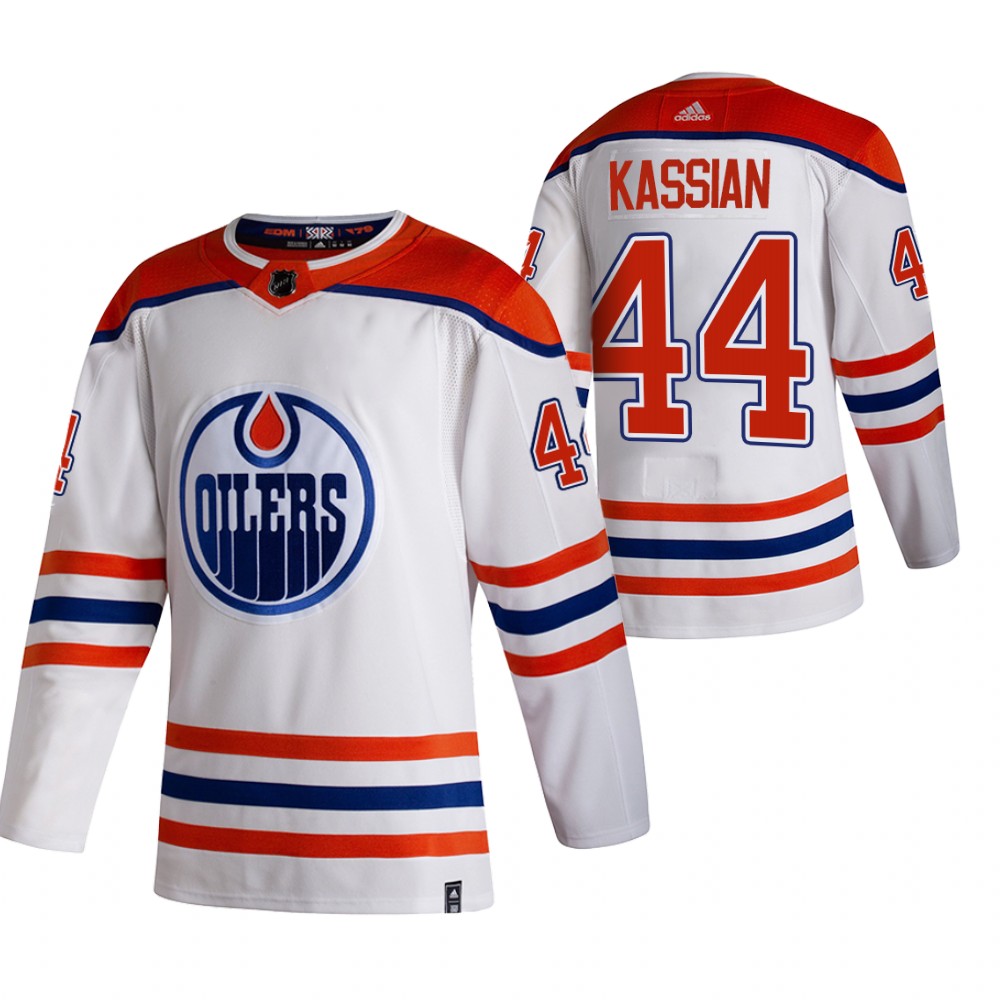 2021 Adidias Edmonton Oilers #44 Zack Kassian White Men Reverse Retro Alternate NHL Jersey